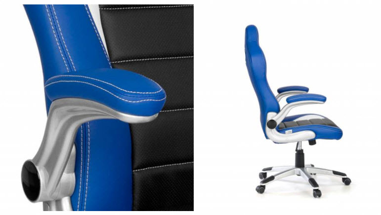 silla gamer azul con negro